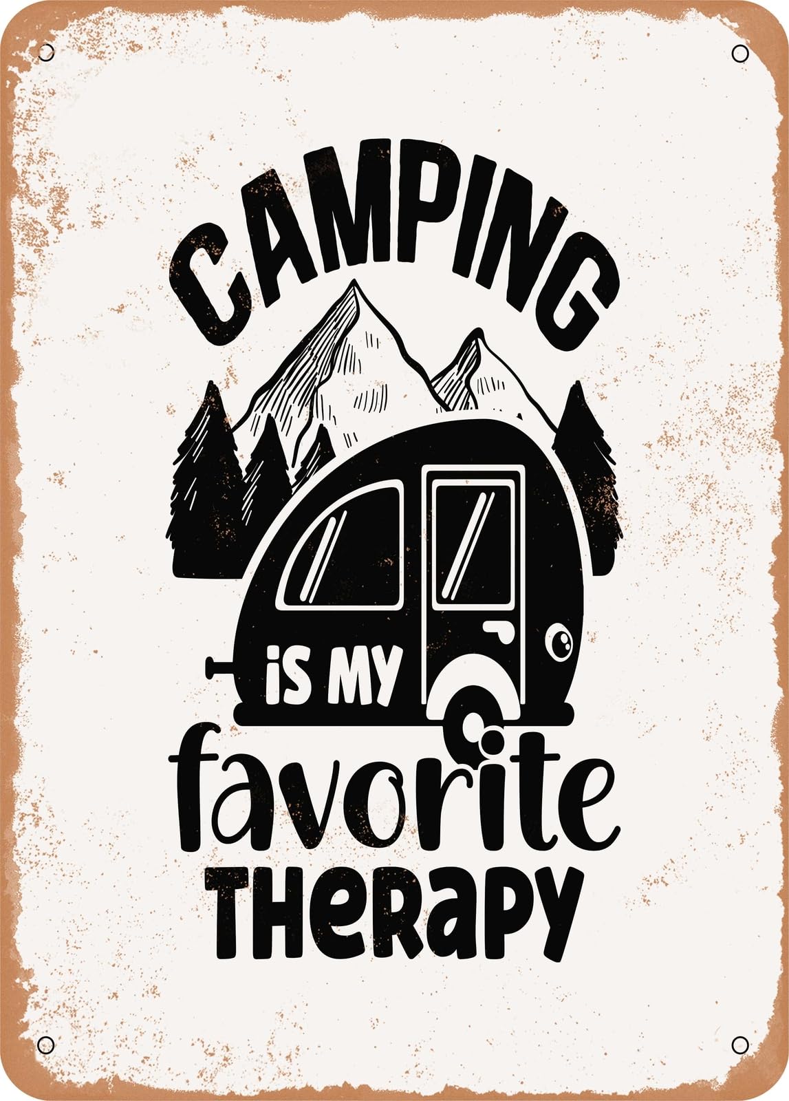 Miaomansenstore Metal Sign - Camping Is My Favorite Therapy - 2 - Vintage Rusty Look Home Decor