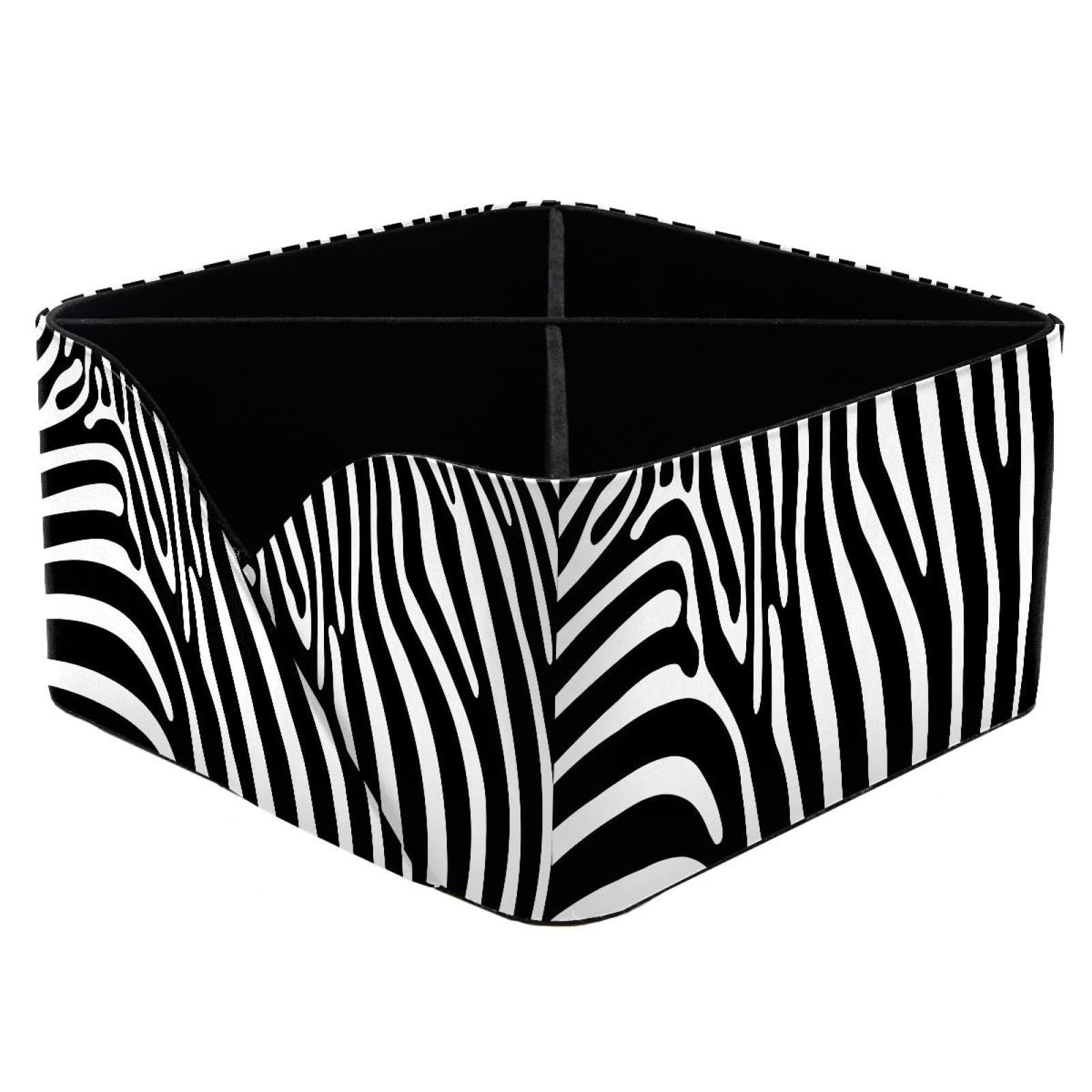 KengjuTesu Black White Zebra Skin Desktop Organizer Pen Holder, Rectangular Pencil Cup for Office, Study and Makeup Stations