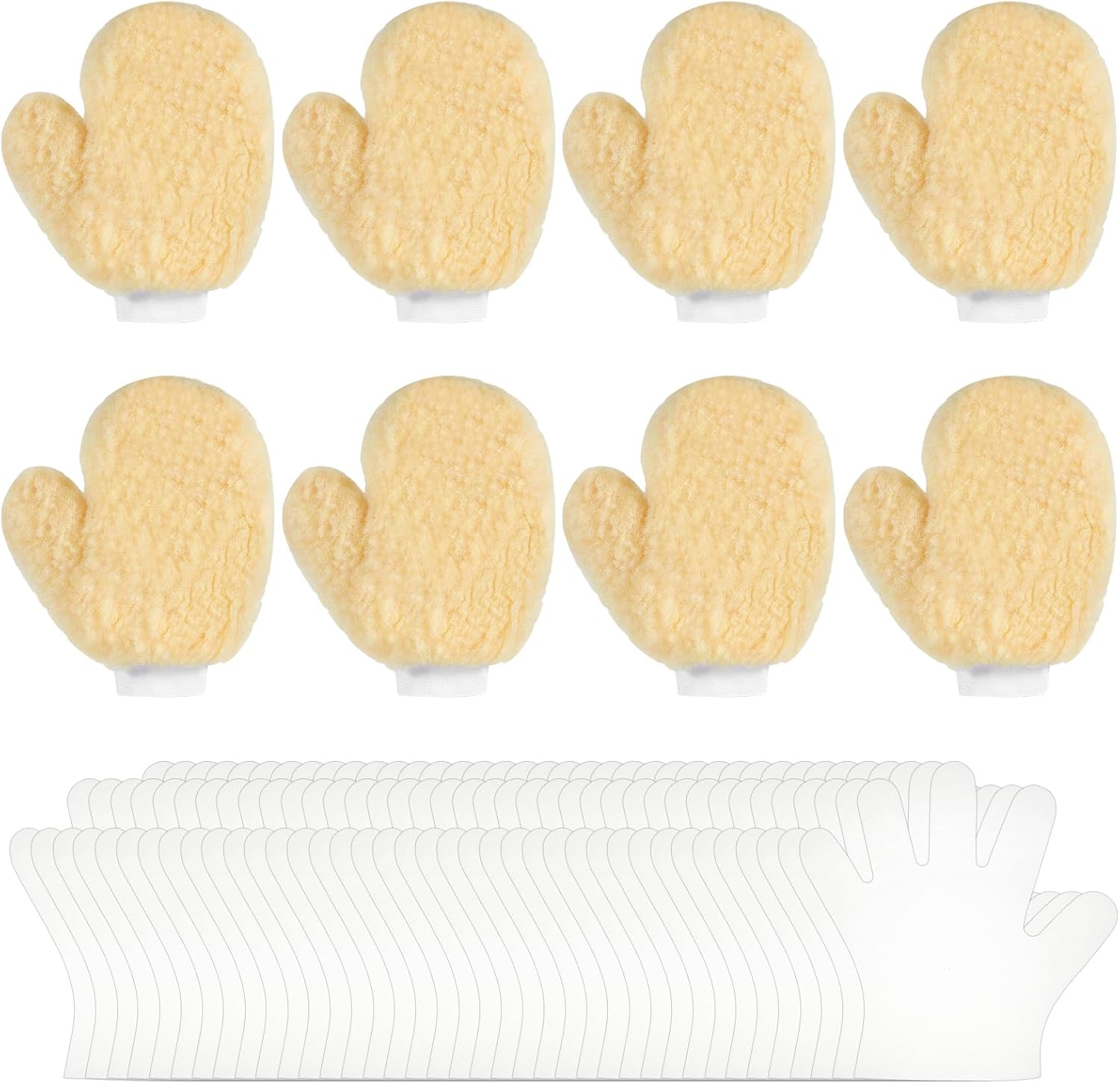 8Pcs Paint Mitt Gloves with 100Pcs PE Gloves, Chenille Car Wash Glove with Thumb Painter Mitts for Decorators Auto Detailing Household Plant and Motorcycle Maintenance