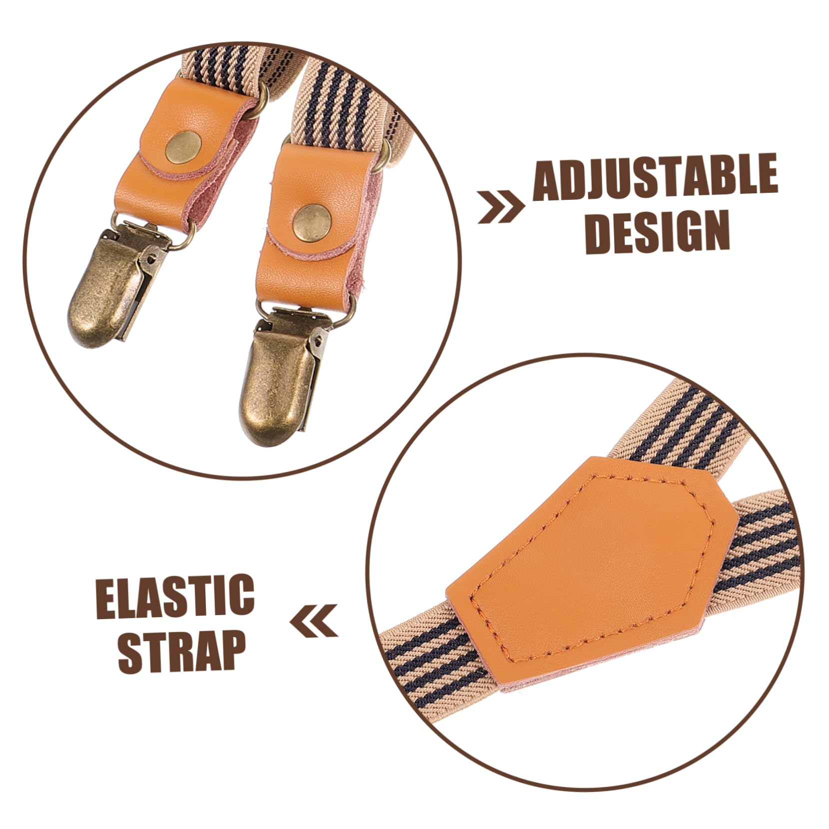 4pièces Bretelles Élastiques Ajustables Pour Hommes Accessoire Pratique Et Confortable Pour Costumes Et Jeans Design y Avec Rayures