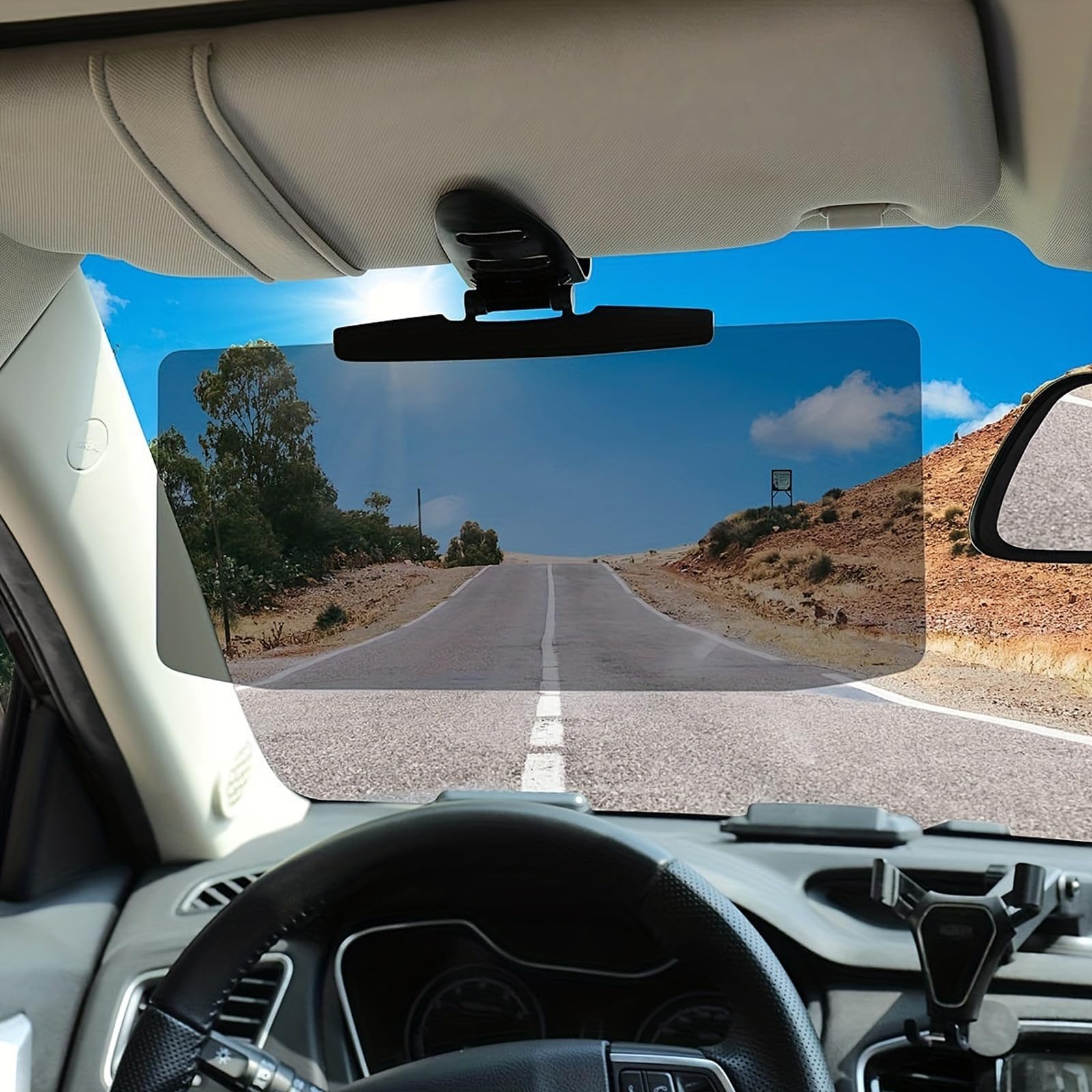Extension de pare-soleil universelle à clip pour voiture - 32 cm - Anti-reflet - Avec protection polarisée - Pour conducteur ou passager - Noir