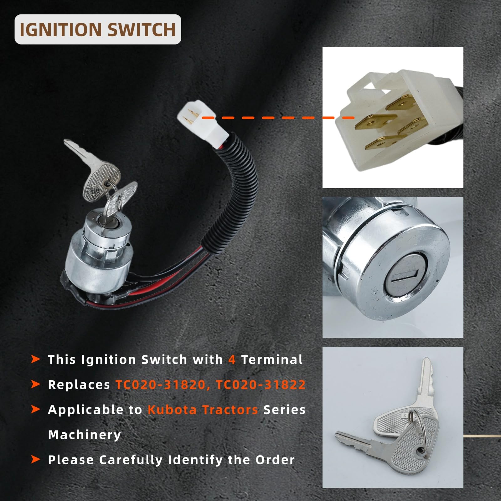 Amazon.com: TC020-31820 Ignition Switch with Key for Kubota L2050
