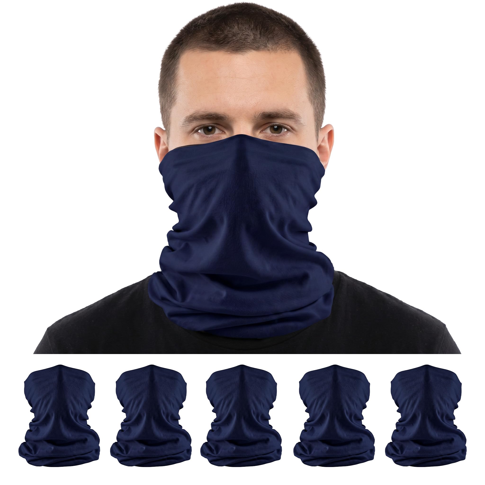 S A Soul of Adventure 5-Pack UV Face Shield | UV 30+ Multipurpose Neck Gaiter Balaclava for Adults | Multiple Color Packs