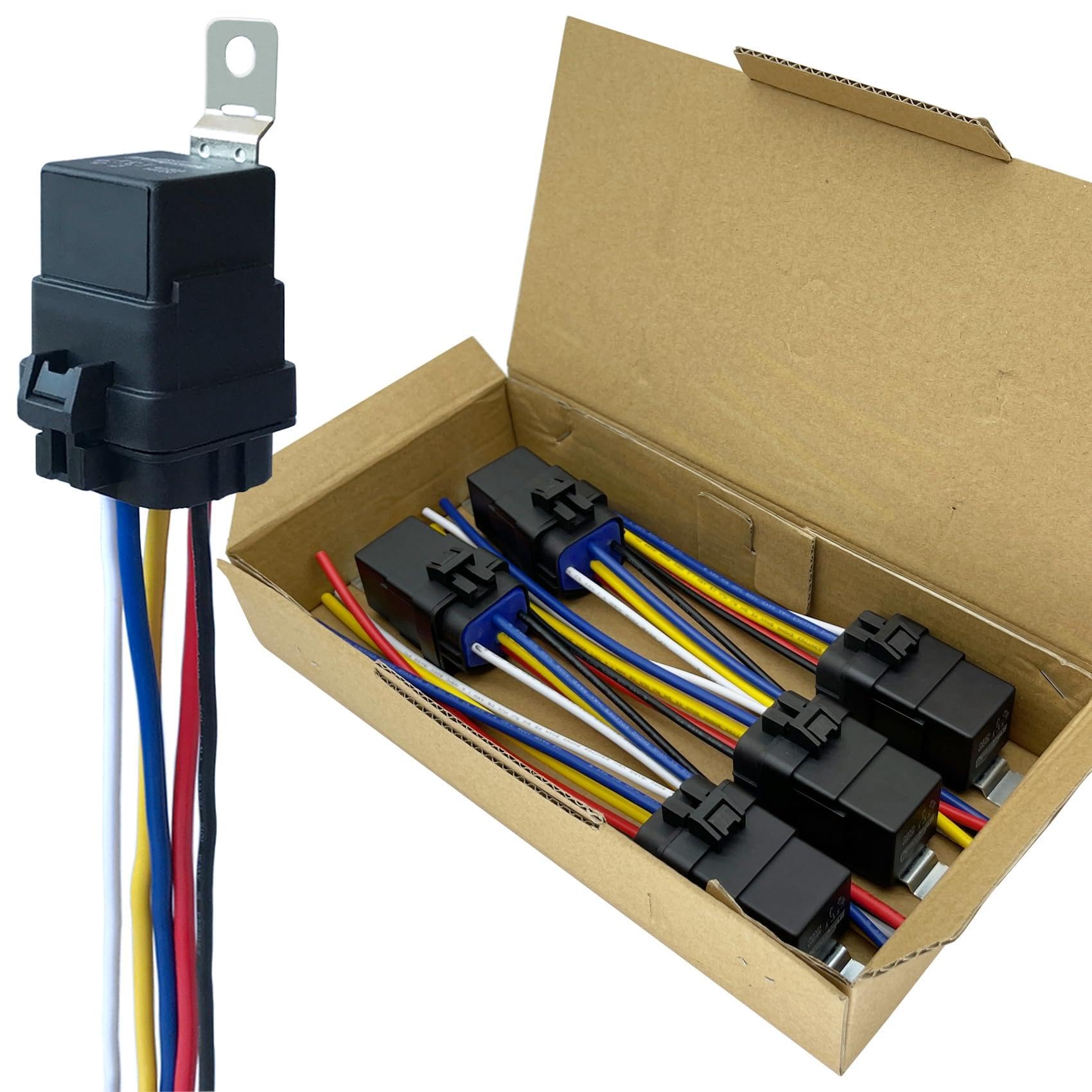 Relés impermeables de 40/30 A, 12 V CC, con diodo integrado, kit de relé automotriz de 5 pines, paquete de 5