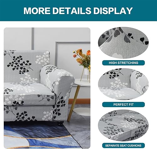 Miniatura 2 de KRFOONN Fundas para silla de 2 piezas con estampado, fundas para sofá, fundas de sofá lavables, fundas protectoras de muebles con parte inferior