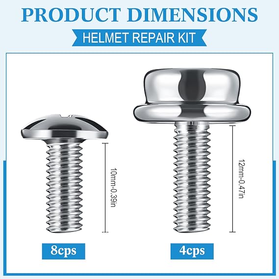 Blulu 12 Pcs Stainless Steel Football Helmets Visor Screws, Hockey Helmet Repair Mask Screw Kit with 12mm and 10mm Screws Hockey Helmet Screw Facemask Hardware Kit for Youth Football | 10 mm and 12 mm screws, Stainless steel, Face mask hardware, Youth football, Hockey helmets