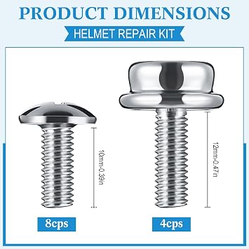Blulu 12 Pcs Stainless Steel Football Helmets Visor Screws, Hockey Helmet Repair Mask Screw Kit with 12mm and 10mm Screws Hockey Helmet Screw Facemask Hardware Kit for Youth Football | 10 mm and 12 mm screws, Stainless steel, Face mask hardware, Youth football, Hockey helmets