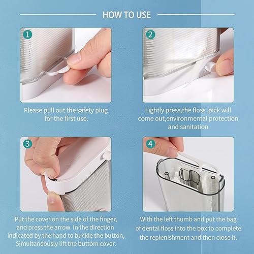 Miniatura 7 de Dispensador de hilo dental LIAMOSS - Púas de hilo dental portátil, estuche para hilo dental, 190 unidades de limpieza de dientes, púas dentales,