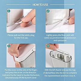 Dental Floss Picks Dispenser-308 Count Professional Cavity Resistant Flossers-LIAMOSS Automatic Pop Up Organiser Case-Intelligent Sealed Storage-Adults Best Dental Care Oral Tools