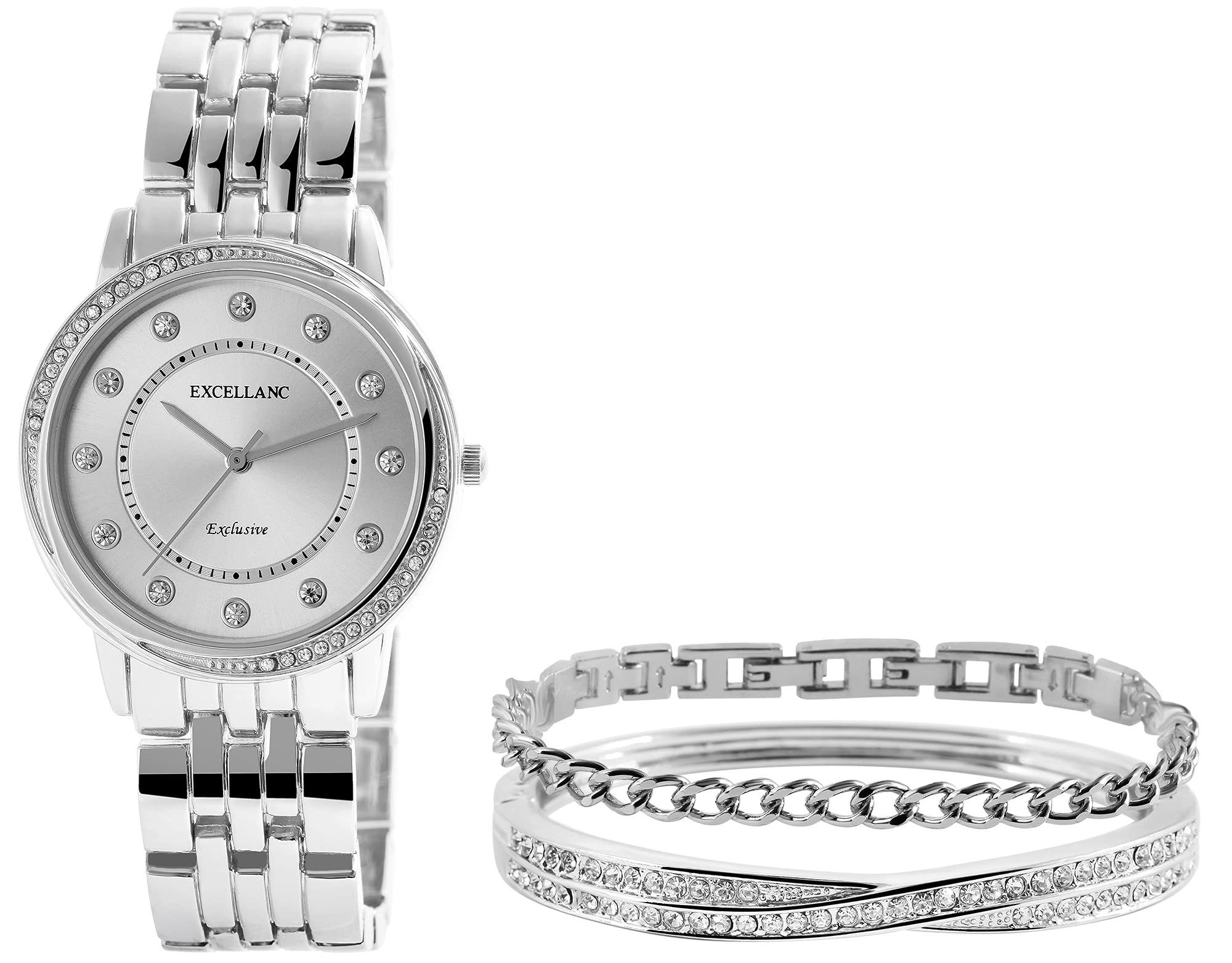 Excellanc Set regalo da donna con bracciale e strass 1800218, Metallo,