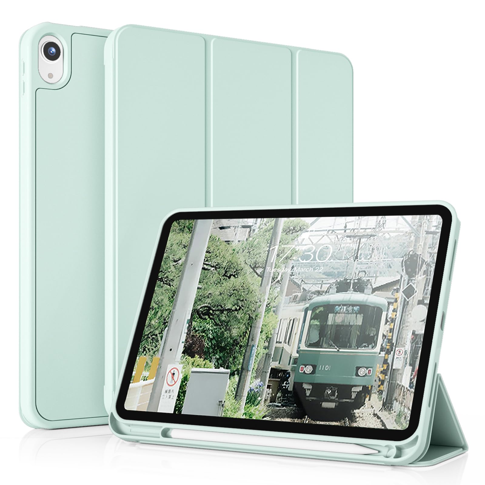 kenke Case for iPad (A16) 11 Inch 2025, iPad 10th Generation 10.9 Inch 2022, Slim Trifold Stand Case with Pencil Holder, Soft TPU Smart Back Cover,