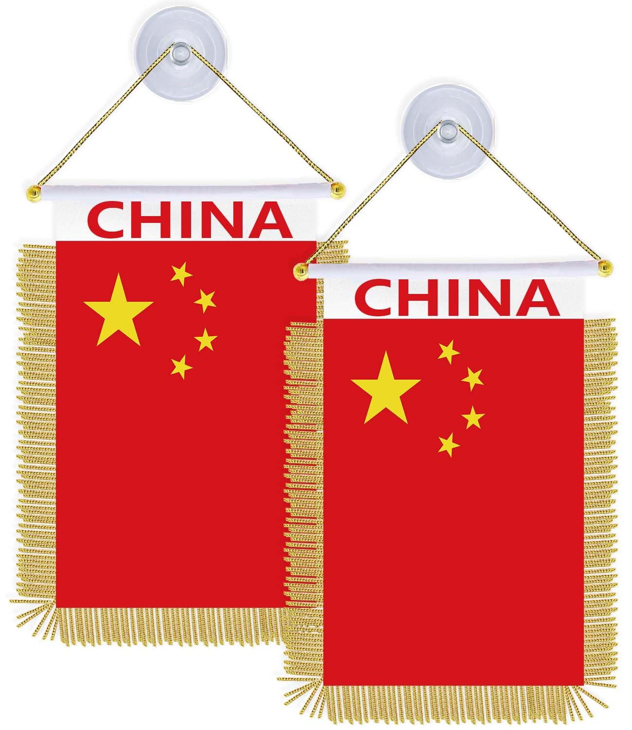2PCS China Suction Cup Hanger Hang Flag,4×6 inch Small Chinese Hanging Banner,Tiny Printing Decor For Office Home Table Car — image 1