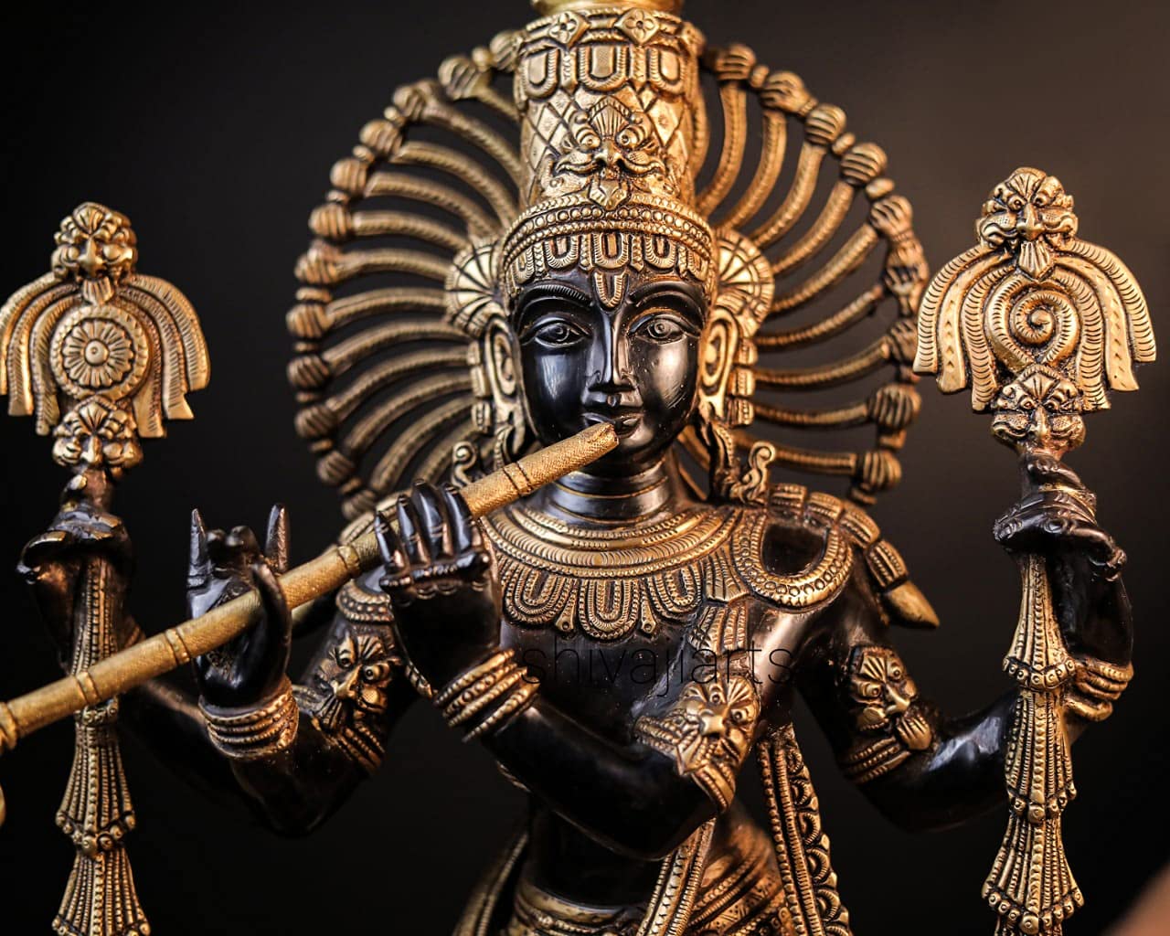 Buy SHIVAJI ARTS Krishna Statue in Brass, 61CM Big Large Size Krishna Brass Idol, Krishna