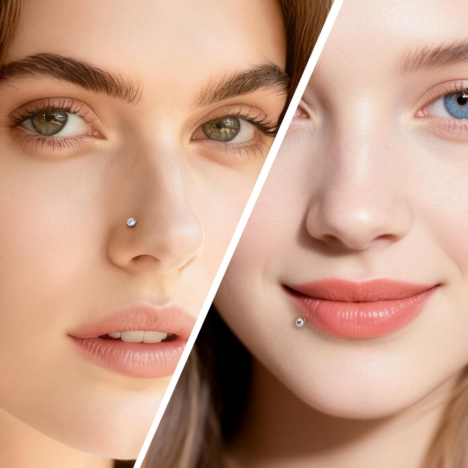 Vsnnsns 48PCS 16G Lip Rings Stainless Steel Tragus Helix Conch Piercing Jewelry Snake Bite Piercing Monroe Lip Rings Labret Medusa Cartilage Lobe Earrings Studs Piercing Jewelry 6MM 8MM 10MM Silver - Image 5