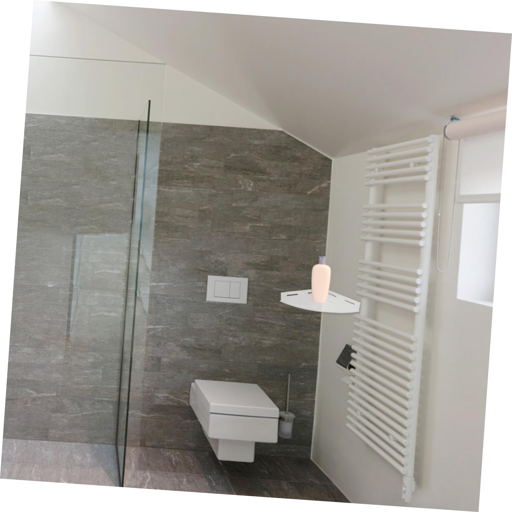 Hemobllo 2pezzi Mensola per Doccia in Acrilico Mensole Sospese per Doccia senza Foratura Portaoggetti da Parete per Bagno Resistente all Acqua e Antiruggine Design Salvaspazio per Pareti Pi