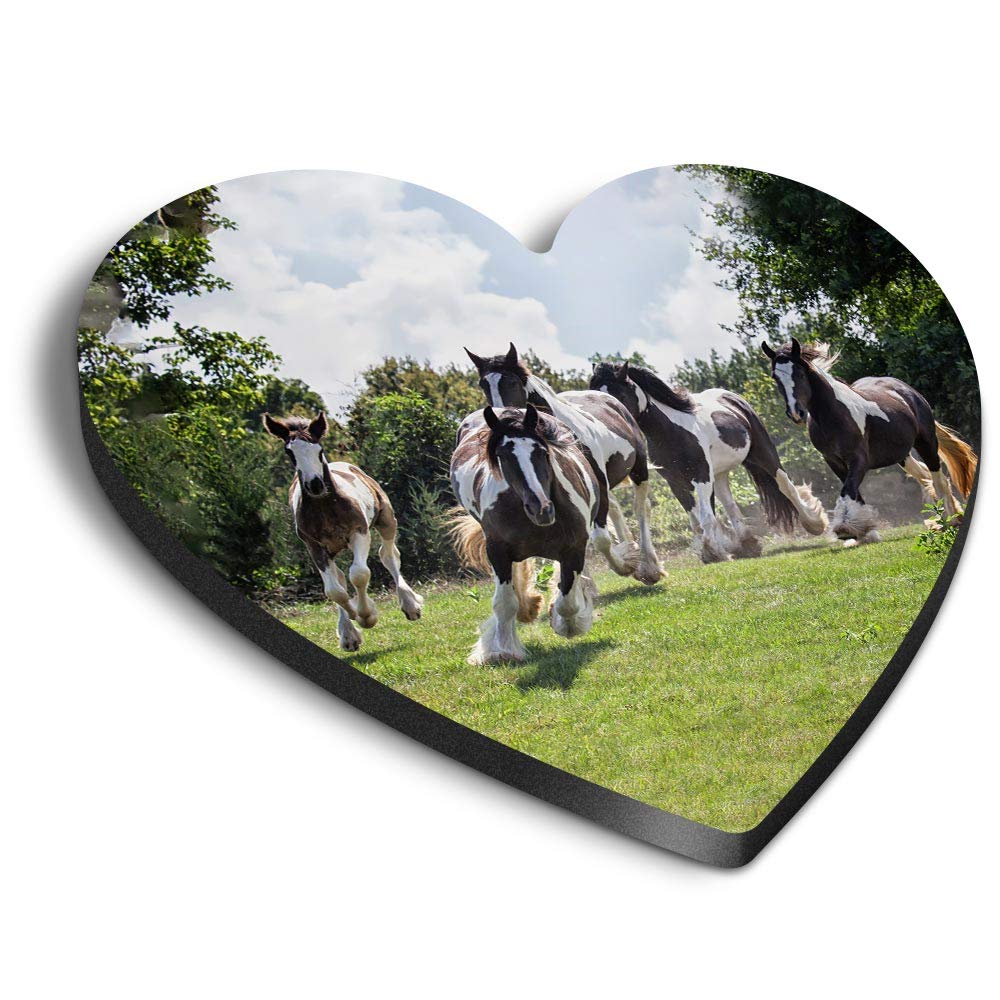 Destination Vinyl Ltd Multicolor 1 X Heart Mdf Magnets - Gypsy Vanner Horse Herd 45272