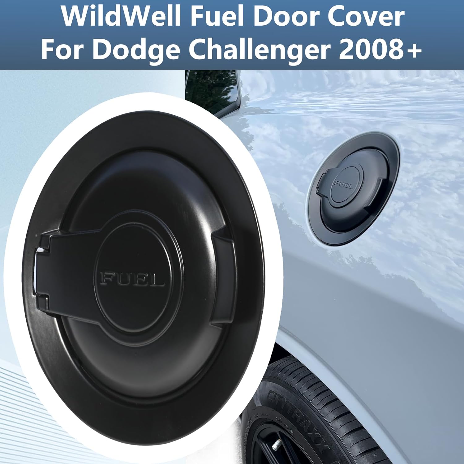 WildWell Gas Cap Fuel Filler Gap For 2008-2024 Dodge Challenger Gas Cap Cover Replace OEM 68250120AA Black
