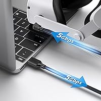 Vista 4 de SUPERUS Cable de enlace de 16 pies compatible con OculusMeta Quest 321 - Cable de carga USB C a USB C, cable de carga y transferencia de datos