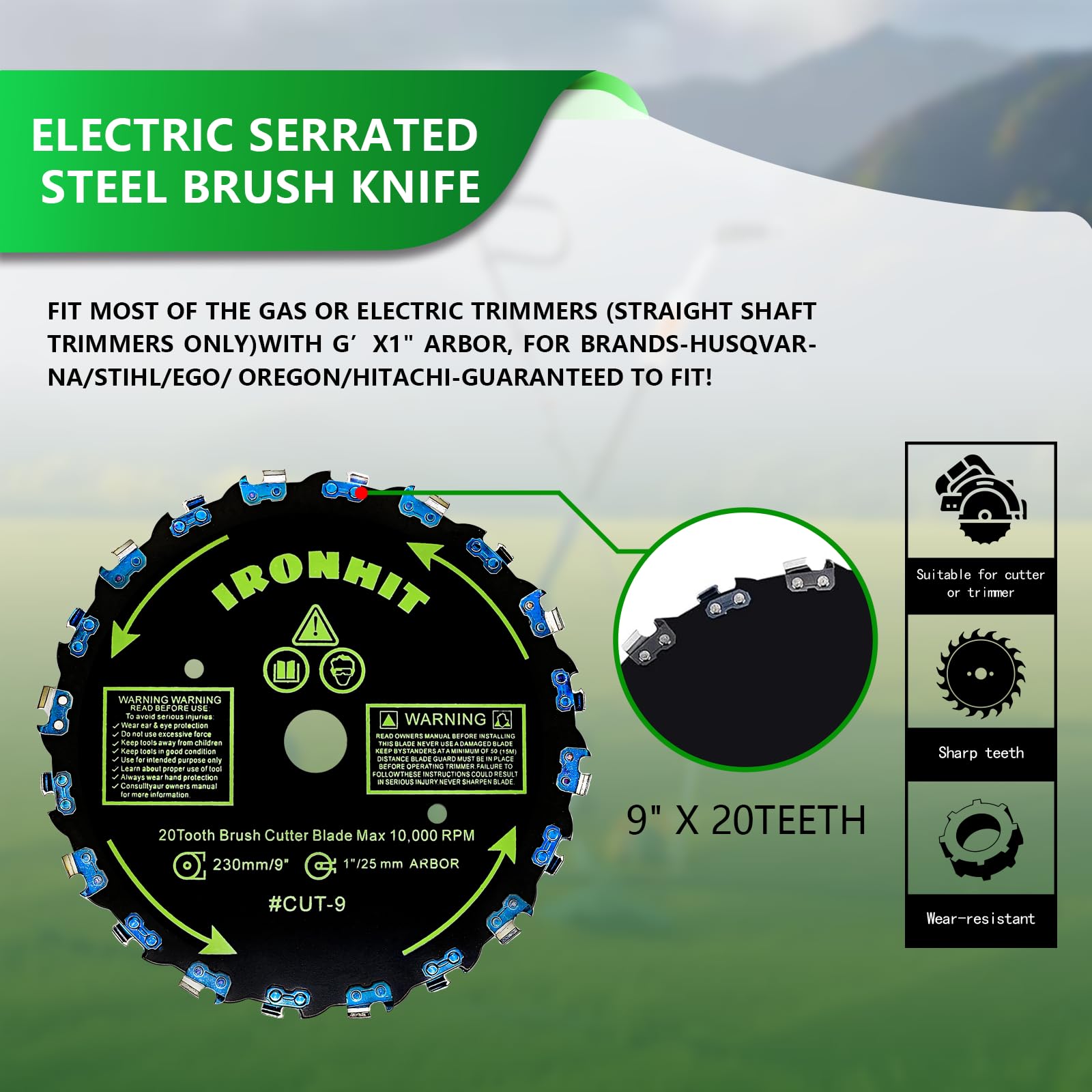 Cuchillas de corte de cepillo de dientes de motosierra de 9 pulgadas x 20T, cuchillas con punta de carburo de 9 x 36 dientes, cuchillas de punta de carburo de 10 pulgadas x 80T, con kits de