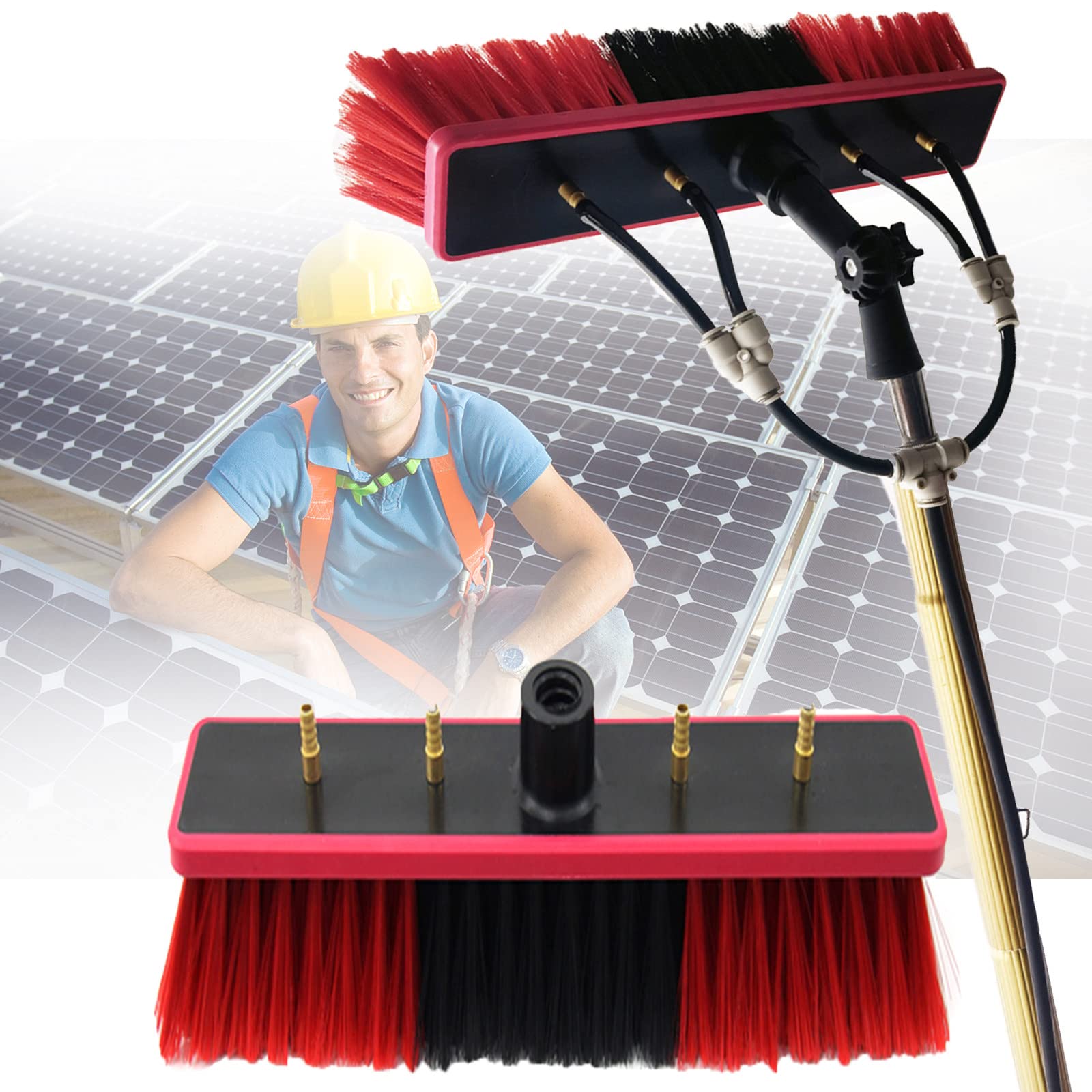 BHFLJSAQ Telescopic Water Fed Pole Kit for Solar Panel Cleaning, Adjustable 3.6M Height Brush, Window Cleaning Equipment for Photovoltaic & Solar Panels