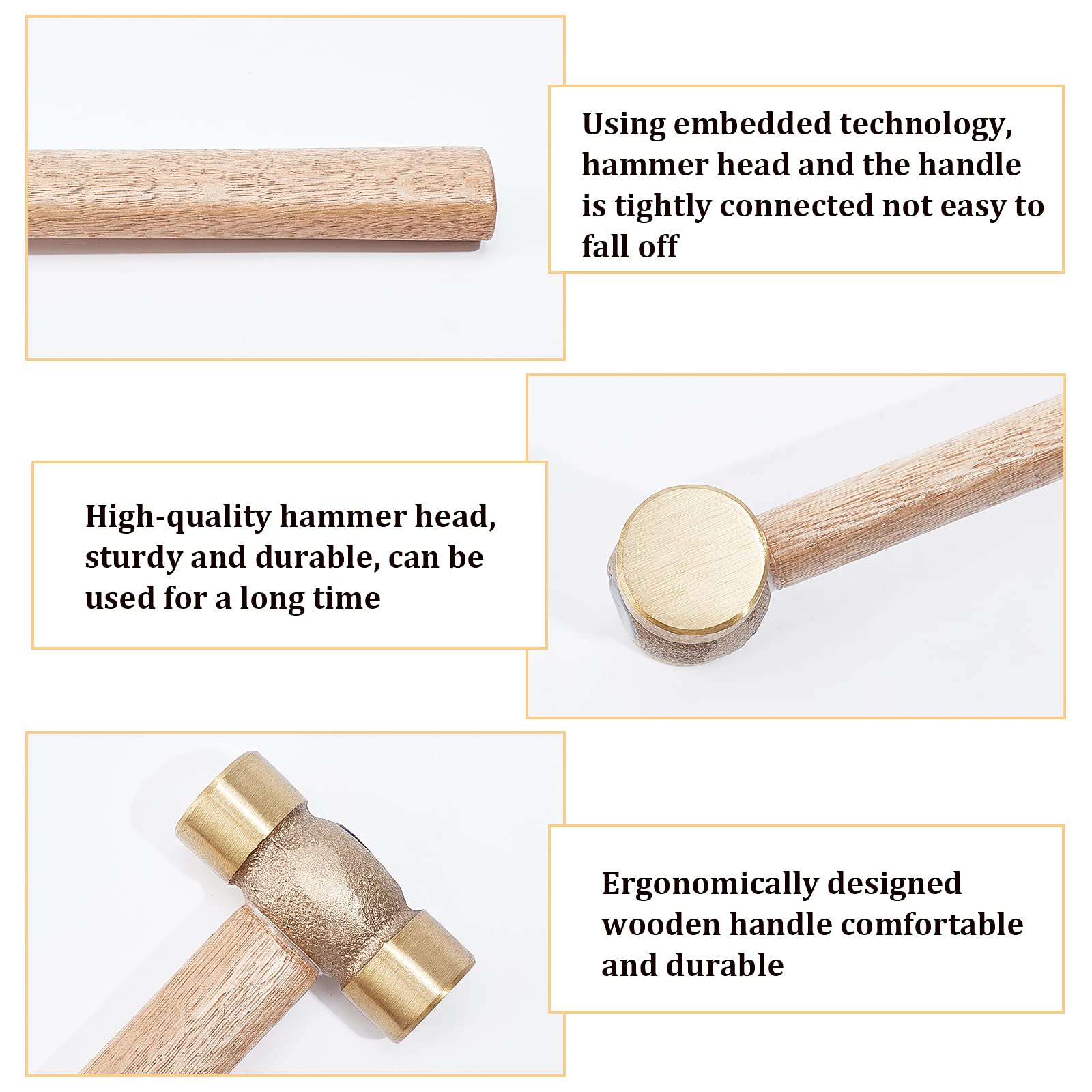 Martello In Ottone Per Gioielli - Testa 1 Libbra, Manico Legno - Foto 13