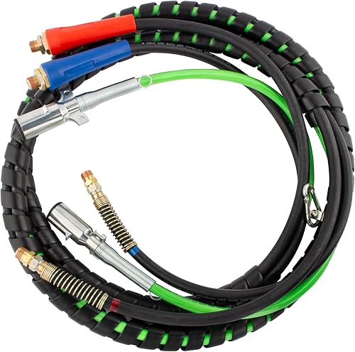 Miniatura 2 de BOXI 3 en 1 15 pies de envoltura resistente de 7 vías para camión tractor remolque cable eléctrico cable envolvente ABS y manguera de línea de aire