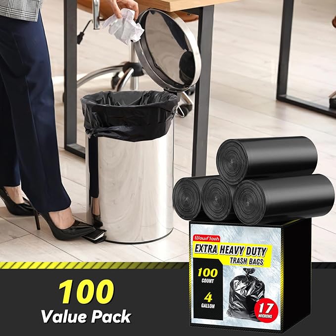 Bolsas de basura negras Wowflash 4 gal 100 uds miniatura 2