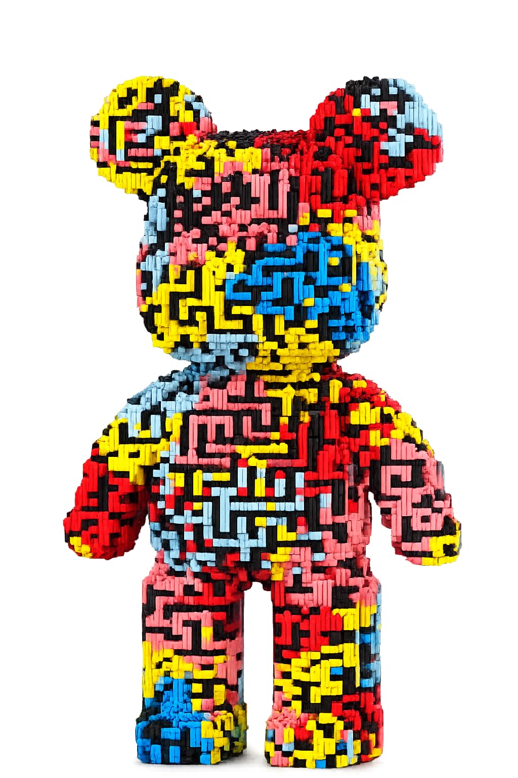 BLOXTEAM Frantic Maze Bear Building Block Set for Adults – 43CM 7250PCS Nano Micro Bricks Graffiti Art Toy Collectible Figure, Kawaii Desk Decor & DIY Model Kit