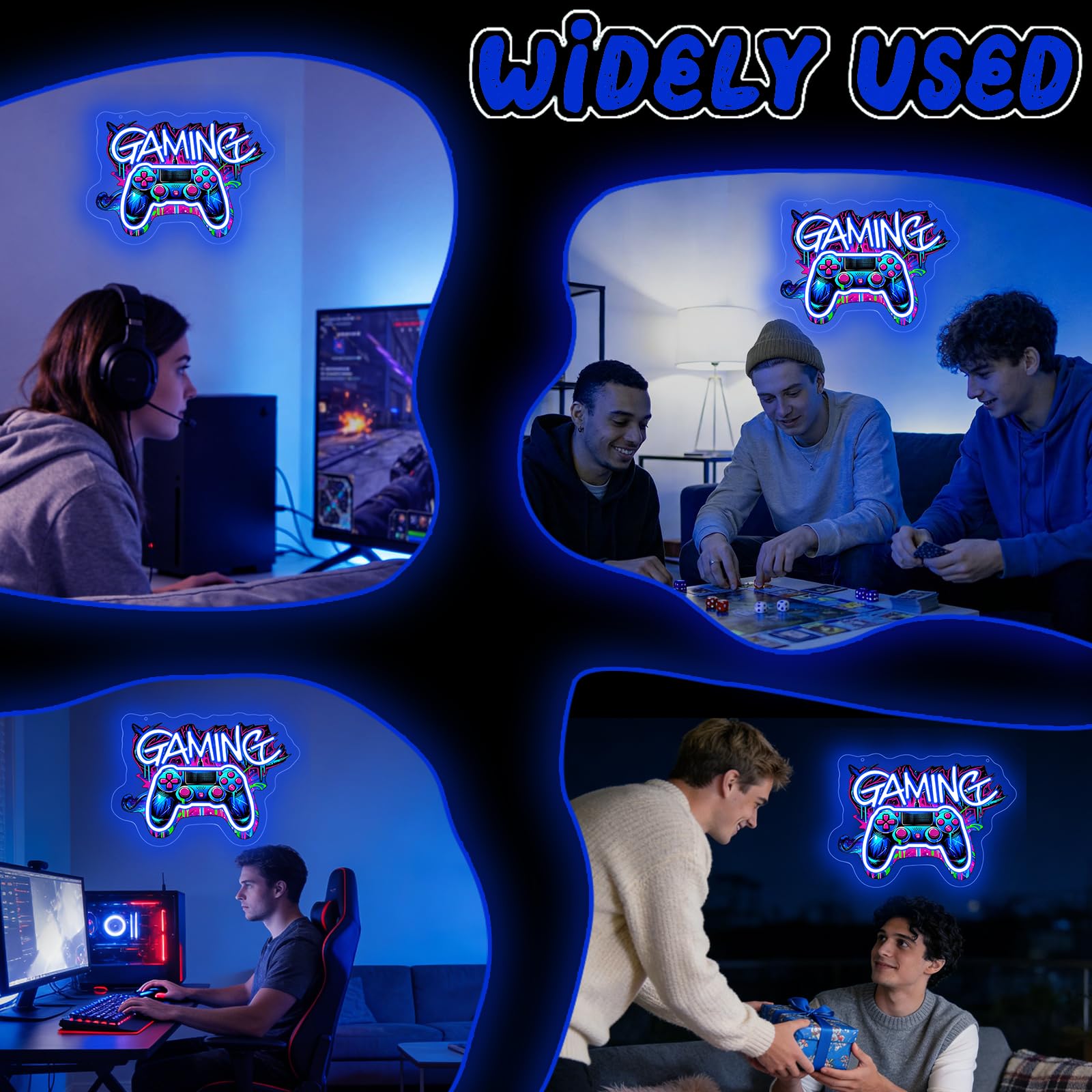 Gaming Zone neonowy szyld, kontroler gier, neonowa tabliczka do dekoracji ściany, neonowa lampa ścienna LED do pokoju zabaw, dla mężczyzn, dekoracja pokoju zabaw dla chłopców, sypialni