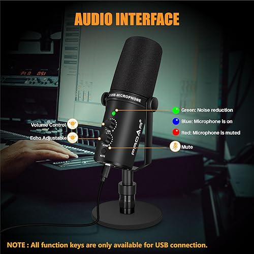 Miniatura 6 de Micrófono dinámico XLRUSB, micrófono de computadora de PC para podcasting, grabación vocal, transmisión en vivo, juegos y voz en off, kit de