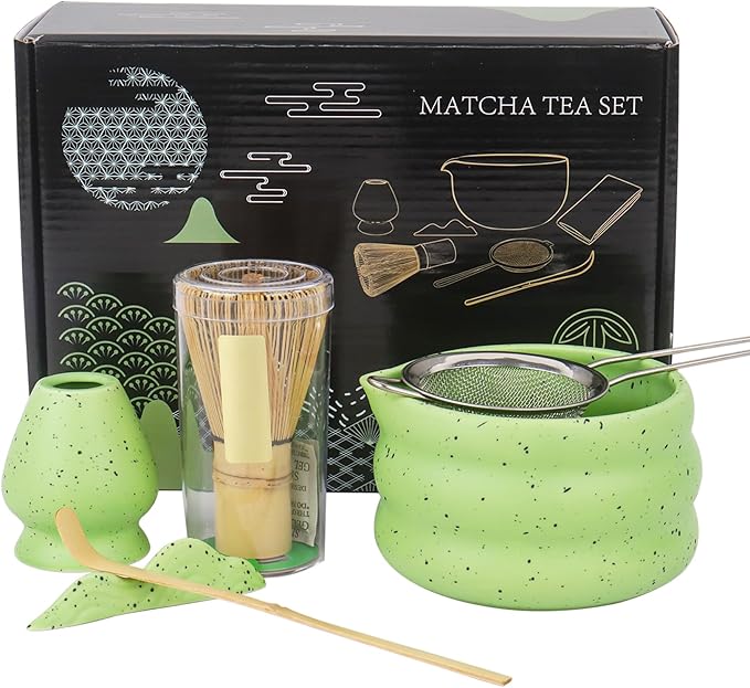 Nideen Juego de escoba y cuenco Matcha, 6 piezas, cucharas matcha, accesorios y kit de iniciación para amantes del té (verde) con descuento