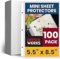 Vista 1 de Heavyweight Sheet Protectors 5.5 x 8.5, 100 Pack Clear Mini Page Protectors, Top Load, Reinforced Holes, Acid-Free for 3-Ring Binders - Office Werks