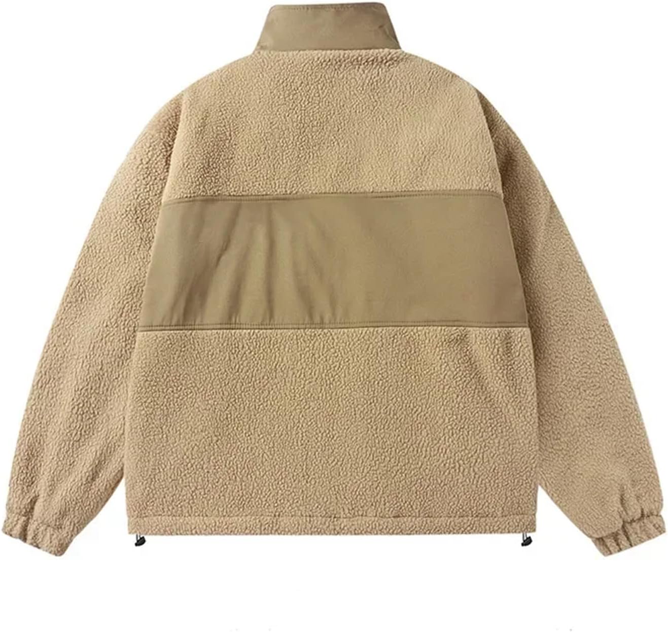 Men’s Lamb Fleece Jacket Stand Collar Cardigan Coat Loose Winter Outerwear