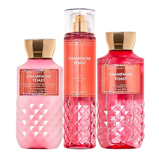 Bath and Body Works - Champagne Toast - Daily Trio - Shower Gel, Fine Fragrance Mist & Super Smooth Body Lotion