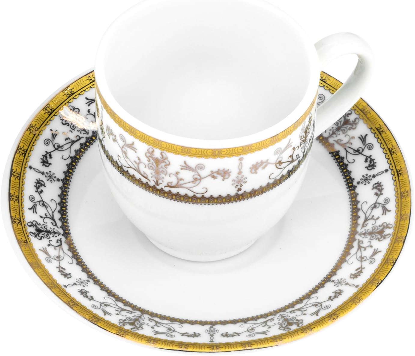 “Florentine Garden” Coffee Cup and Saucer Set, Vintage Royal Coffee Cups Set, Ceramic Tea Service, 6 Cups + 6 Saucers