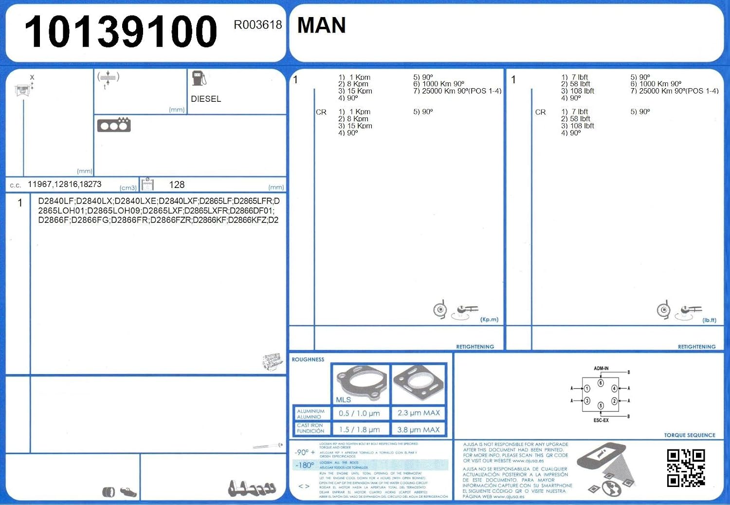 Ajusa Gasket for Cylinder Head 10139100