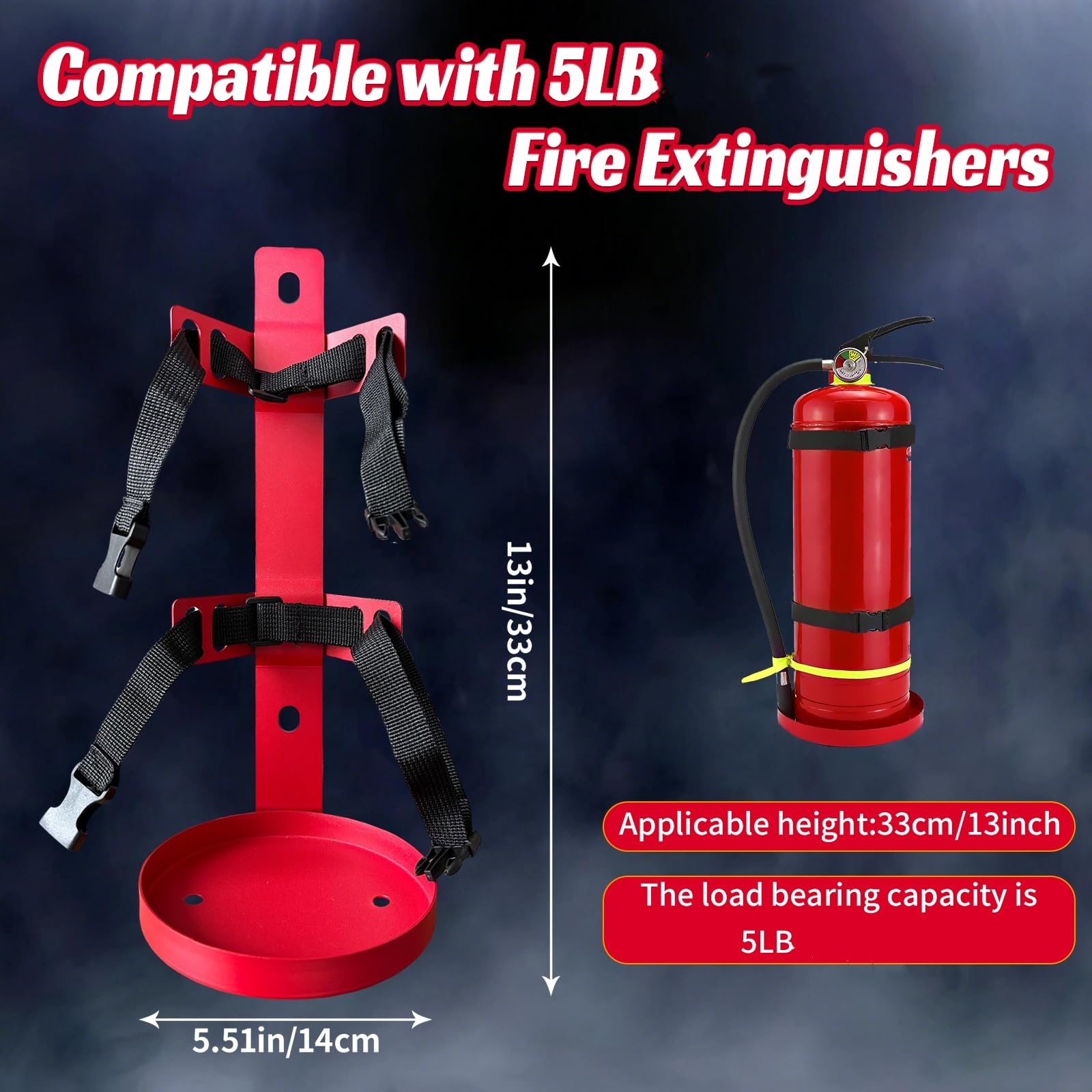 Soporte para extintor de incendios, soporte de pared para extintor, compatible con extintores de 5 libras, ideal para el hogar, coche, caravana, camión