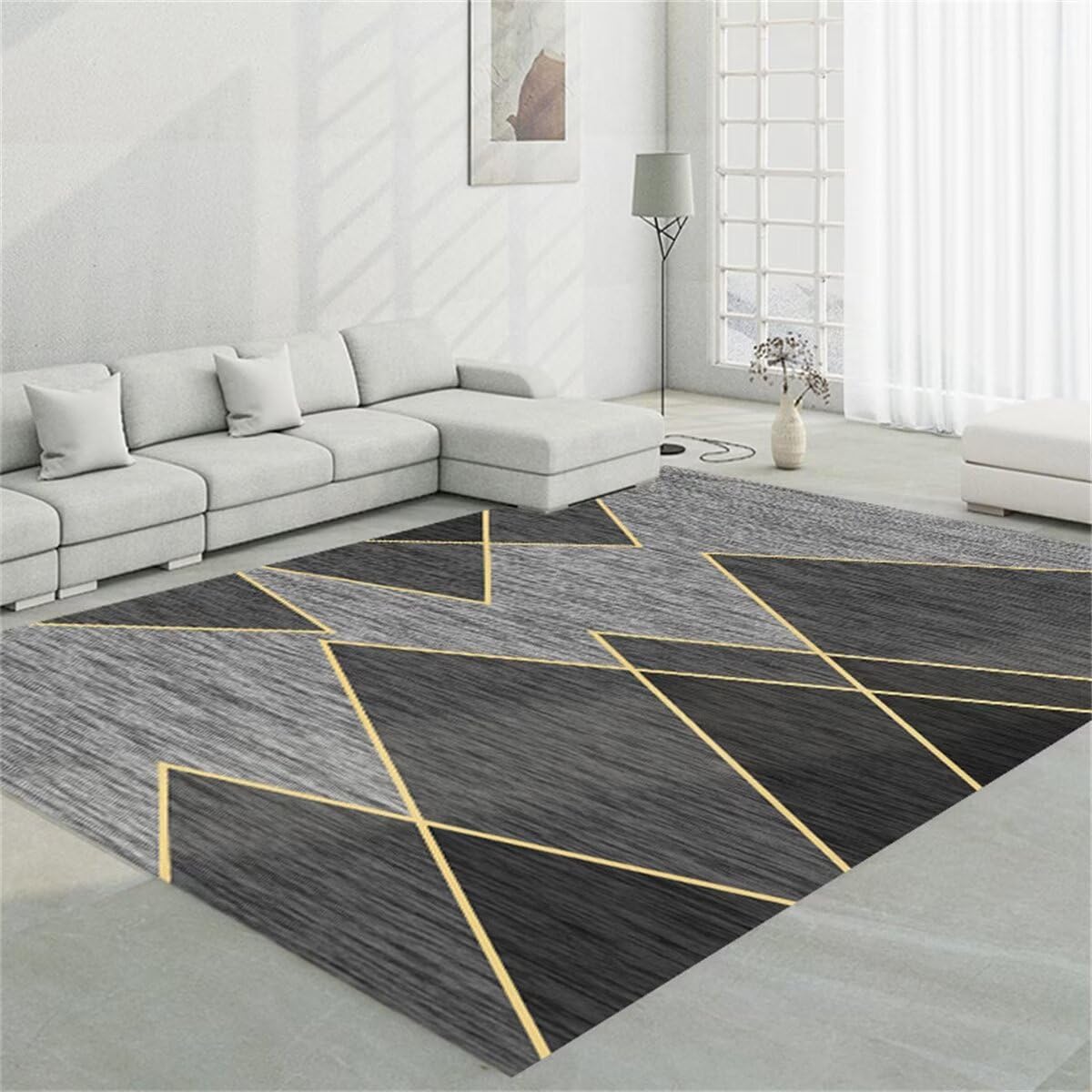 Tapis de salon simple lavable jaune et gris moderne pour accessoires de chambre