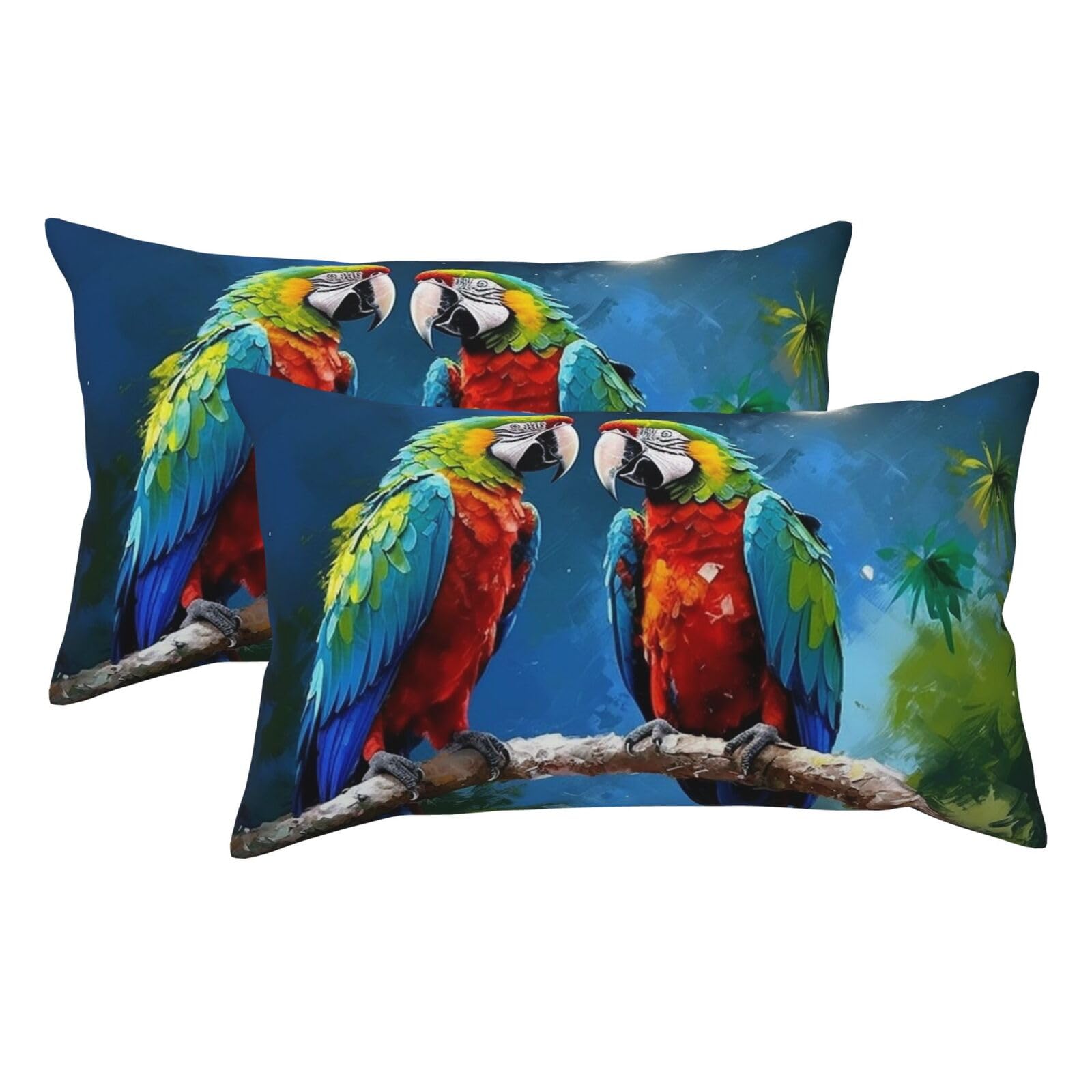 2 Pack King Pillow Cases with Hidden Zipper, Soft Breathable Pillow Covers for Hair and Skin, Parrots Pillowcases 20"x36" Bed Pillow Protectors Cover for Sleeping Gifts