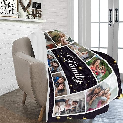 Miniatura 6 de HUGLAZY Manta personalizable para la familia, mantas personalizadas con fotos, texto, imagen personalizada, 8 fotos, collages universitarios, regalo