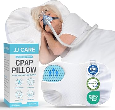 JJ CARE CPAP Pillow for Side and Back Sleepers with Pillowcase Pack of 1, 3 Layers