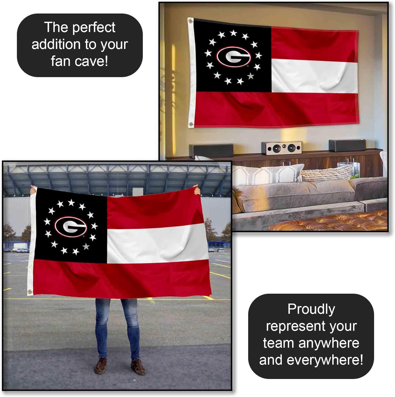 College Flags & Banners Co. Georgia Bulldogs State of Georgia Flag - Image 5