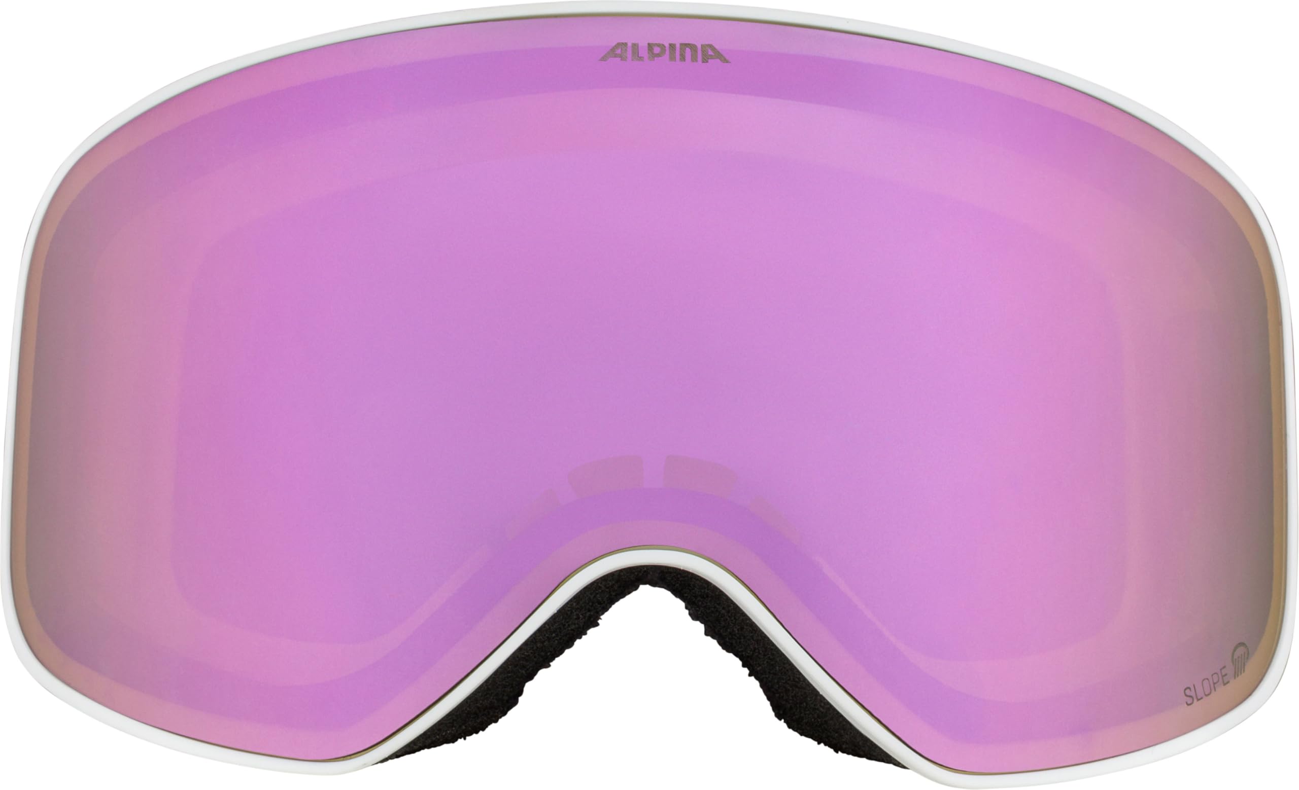 ALPINA Slope Q-Lite - Maschera da sci alla moda per uomo e donna, Anti-Fog, circolazione dell’aria efficace, lente specchiata, white-rose matt