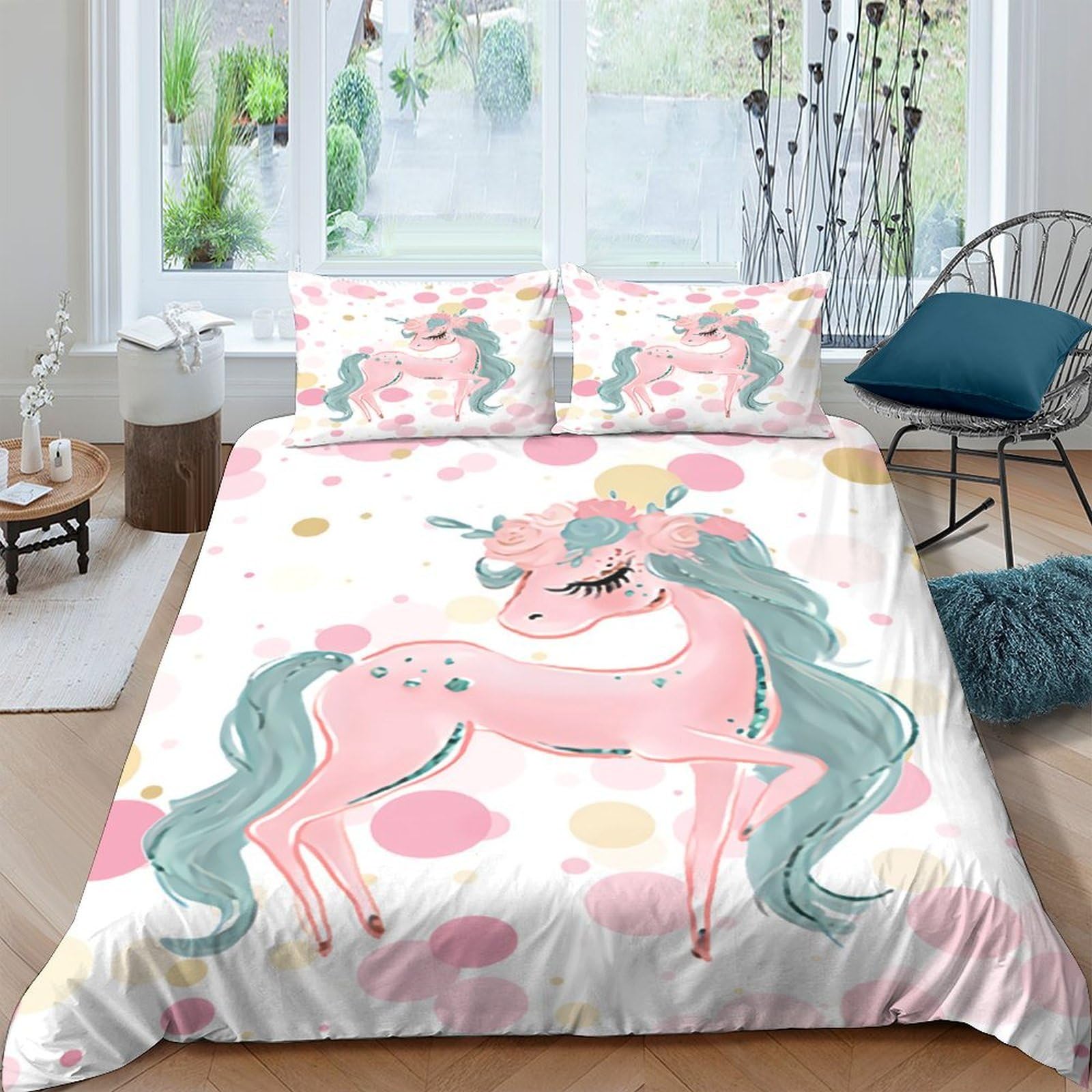 Ctjqhvkz Style-10 3D Printed Pink Unicorn Fitted Sheet Microfiber Soft Breathable Fantasy Pastel Bed Cover For Bedroom Guest Room Decor Single（135X200cm）