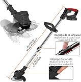 SMILOVII Débroussailleuse Électrique sans Fil 21V, Coupe Bordure sans Fil avec 2 Batteries 2000mAh, 6 Lames Métal & 10 Lames Plastique pour Jardin, Pelouse et Désherbage (Édition Performance) - 3