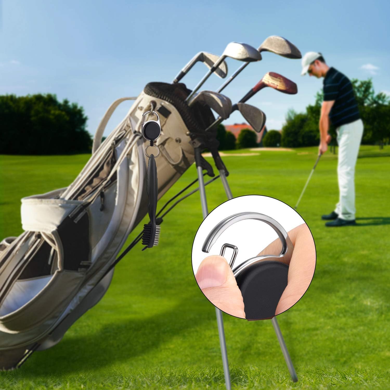 Spazzola da Golf,Golf Club Groove Cleaner,Spazzola per La Pulizia del Golf Accessori,per Mazze da Golf Facile da Attaccare alla Borsa da Golf