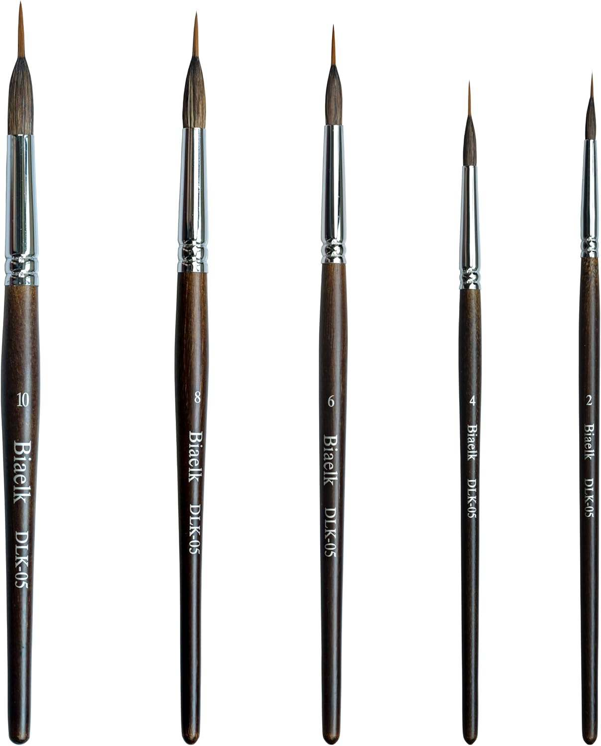 Professional Biaelk 5PCS Extended Needle Pointed Watercolor Brushes Set Double-Layer Sabel Synthetic Mixed Hair Artist Paint Brushes for Watercolor Acrylic &Gaouche Pottery Detail Painting