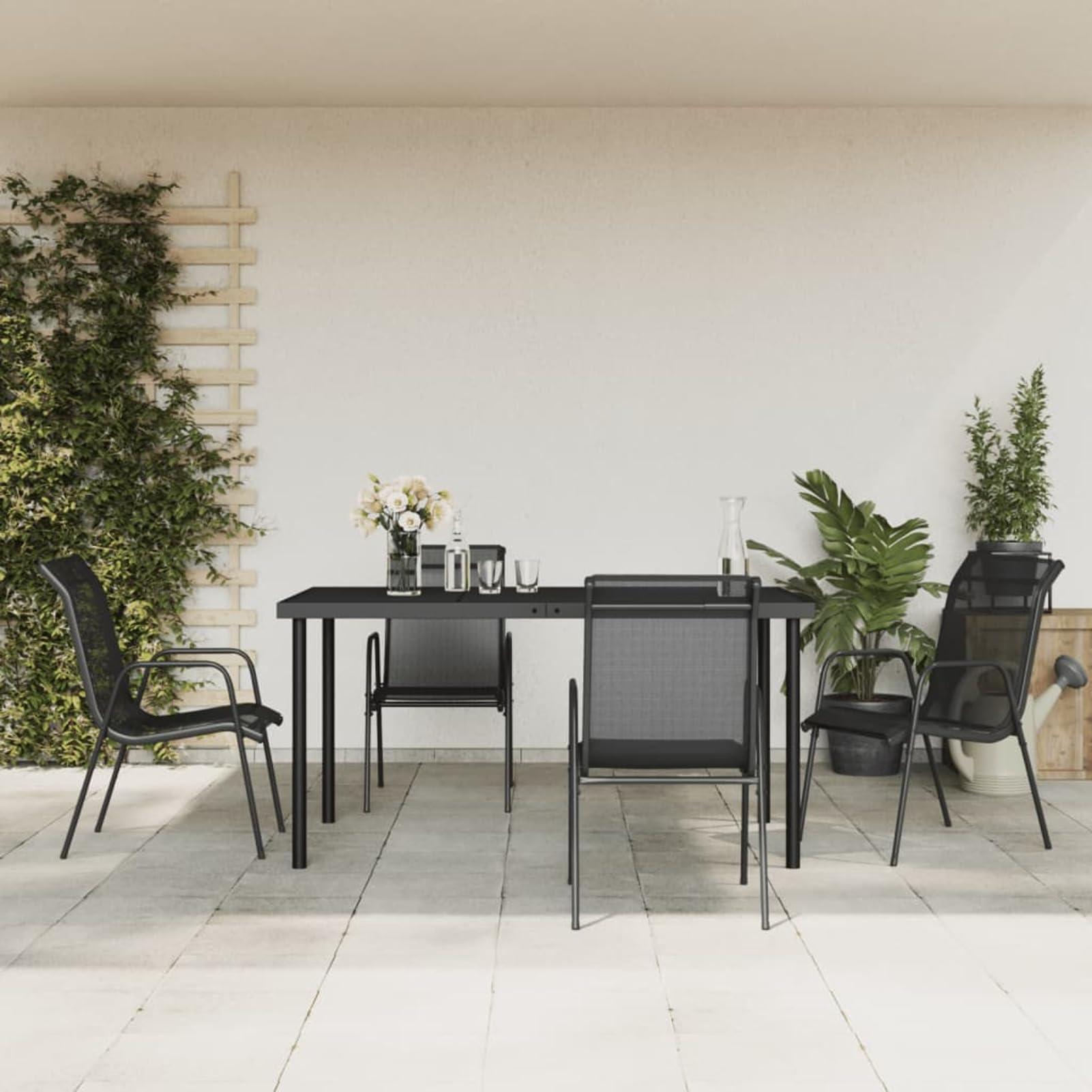 Ensemble de salle à manger de jardin 5 pcs ShGaxin noir en acier