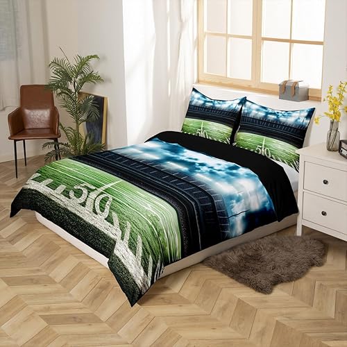 Miniatura 2 de Erosebridal Juego de ropa de cama de fútbol americano, tamaño matrimonial, funda de edredón con temática de juegos deportivos, funda de edredón de