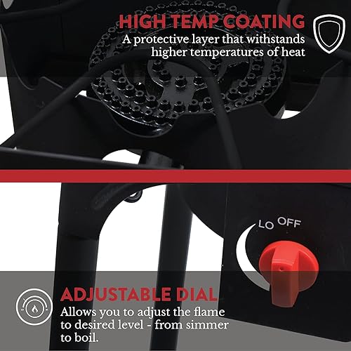 Miniatura 5 de GasOne - Estufa de campamento de propano de dos quemadores con bolsa de transporte, doble quemador de propano de alta presión para exteriores